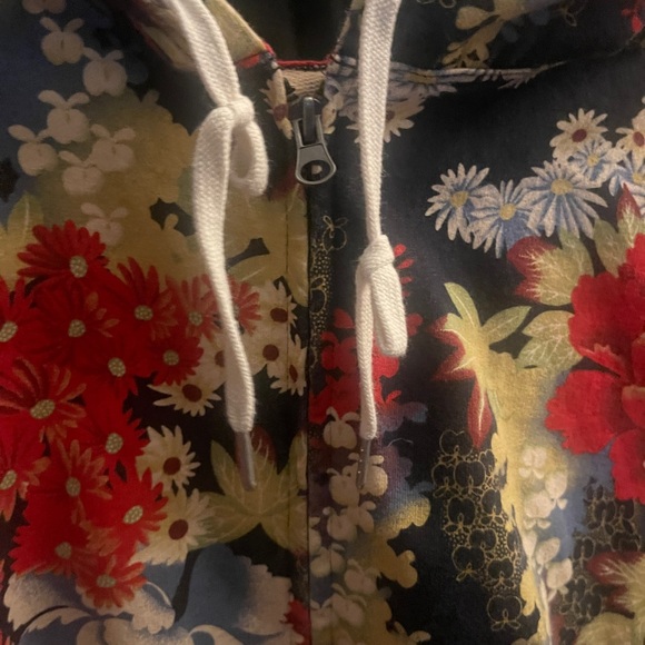VINTAGE Y2K LUCKY BRAND ASIAN FLORAL PRINT ZIP UP SWEATSHIRT JACKET  SZ XL RARE - Picture 4 of 15